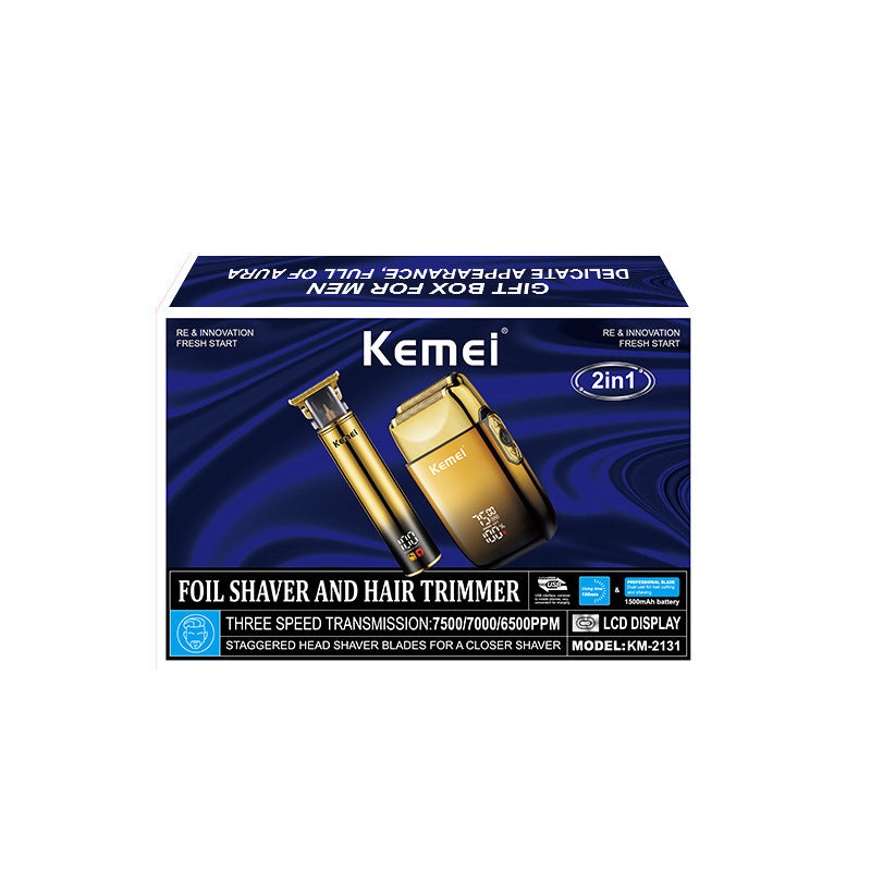 Tondeuse & Rasoir Professionnel Kemei KM-2131 – Set 2-en-1 Or Premium