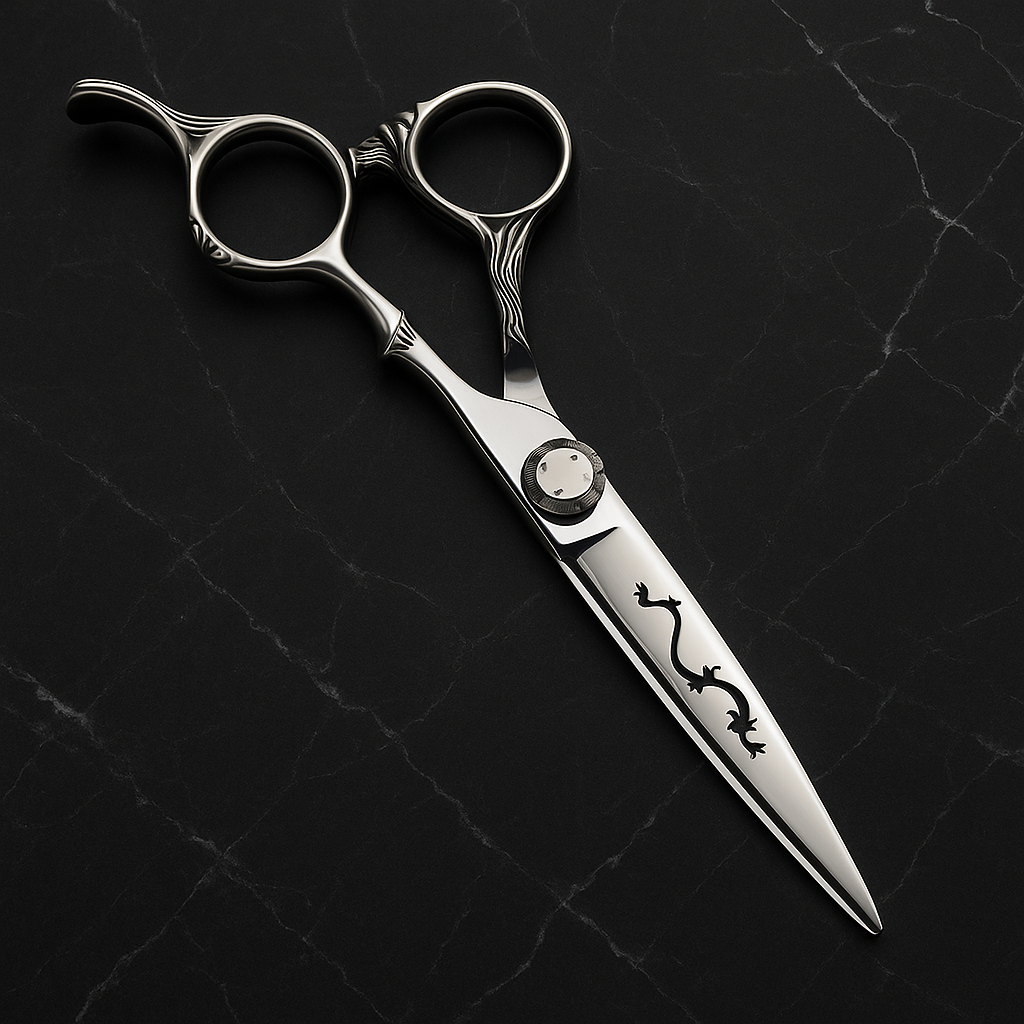 Ciseaux de Coiffure Dragon Premium – Acier Japonais, Finition Marbre Noir