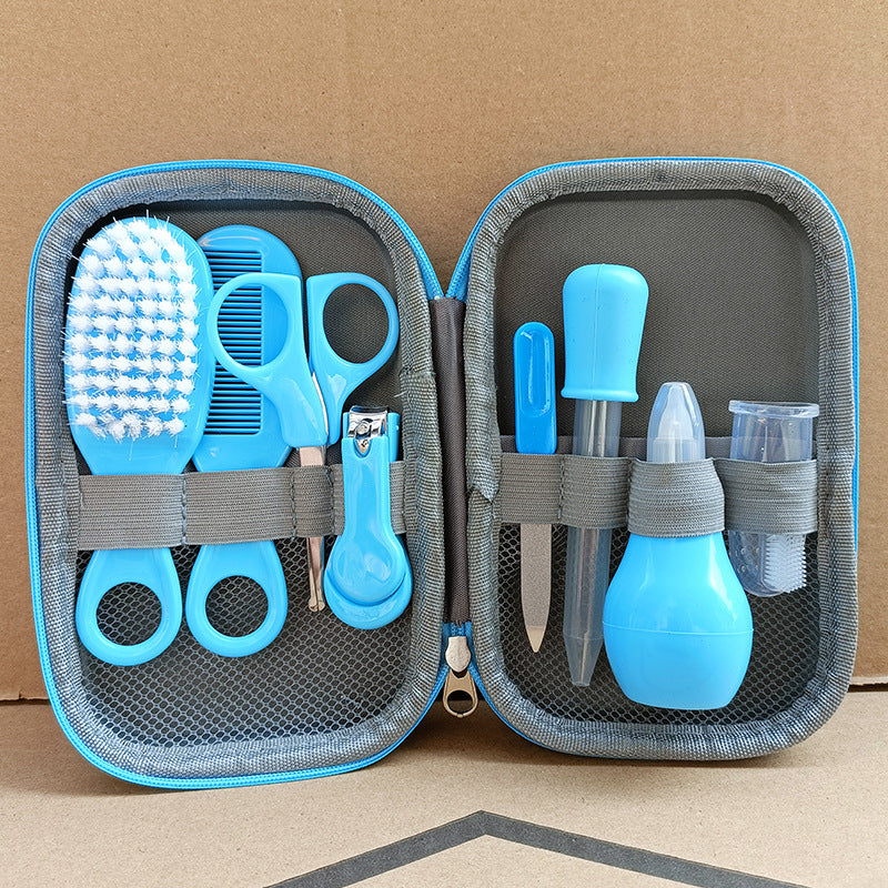 Cross-border Maternal And Infant Products 8piece Set Of Nail Clippers For Children And Babies Including Combs Brushes Nasal Aspirators In EVA Packaging